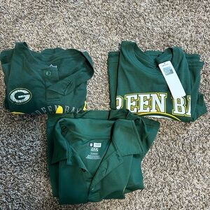 Green Bay Packers Bundle!  3 Shirts All X-Large Long sleeve, T Shirt(NWT) Polo